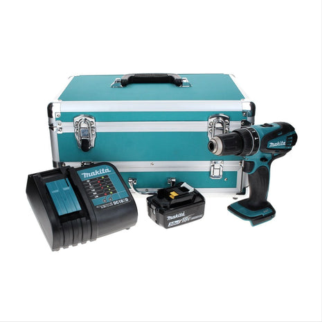 Makita DHP 456 SF1TX taladro percutor inalámbrico 18 V 50 Nm + 1x batería 3,0 Ah + cargador + juego de brocas de 70 piezas + maletín de aluminio TX