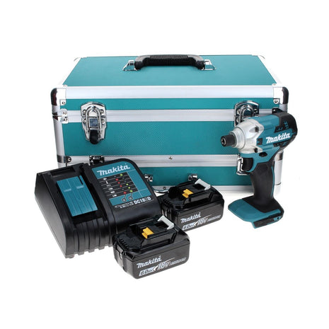 Makita DTD 156 SGTX Akku Schlagschrauber 18 V 155 Nm + 2x Akku 6,0 Ah + Ladegerät + 70 tlg. Bit Bohrer Set + TX Alu Koffer