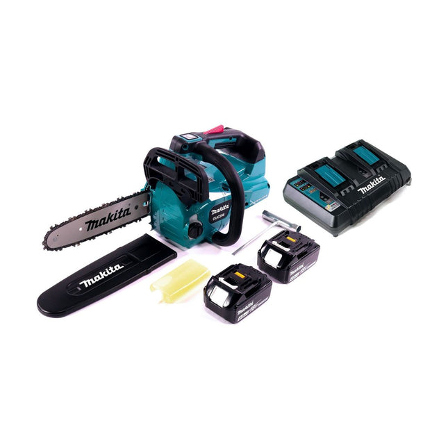 Makita DUC 256 PM Cordless chainsaw 36 V ( 2x 18 V ) Brushless 25 cm + 2x battery 4.0 Ah + double charger