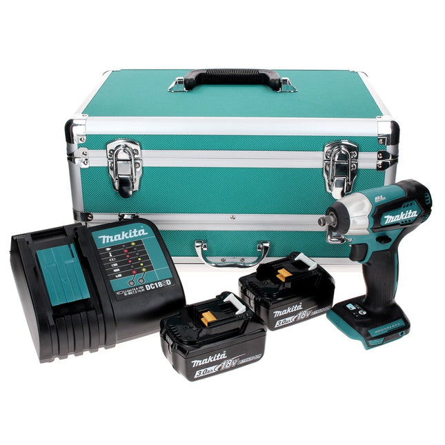 Makita DTW 180 SFTX Akku Schlagschrauber 18 V 180 Nm 3/8" Brushless + 2x Akku 3,0 Ah + Ladegerät + 70 tlg. Bit Bohrer Set + TX Alu Koffer