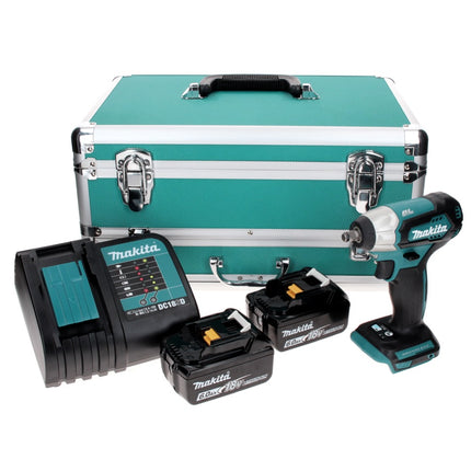 Makita DTW 180 SGTX Akku Schlagschrauber 18 V 180 Nm 3/8" Brushless + 2x Akku 6,0 Ah + Ladegerät + 70 tlg. Bit Bohrer Set + TX Alu Koffer