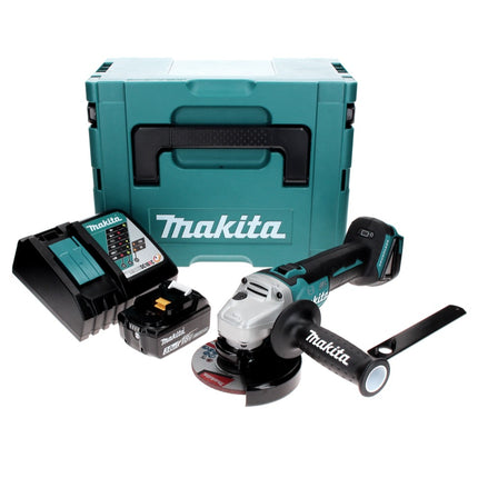 Amoladora angular sin cable Makita DGA 506 RF1J 18 V 125 mm sin escobillas + 1x batería recargable 3,0 Ah + cargador + Makpac