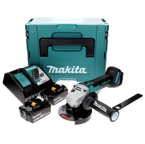 Makita DGA 506 RGJ cordless angle grinder 18 V 125 mm brushless + 2x rechargeable battery 6.0 Ah + charger + Makpac