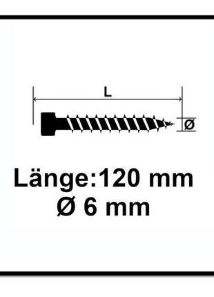 Tornillo SPAX IN.FORCE 6,0 x 120 mm 100 piezas (1211010601205) Torx T-STAR Plus T30 culata totalmente roscada Broca WIROX 4CUT