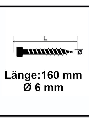 Tornillo SPAX IN.FORCE 6,0 x 160 mm 100 piezas (1211010601605) Torx T-STAR Plus T30 culata totalmente roscada Broca WIROX 4CUT