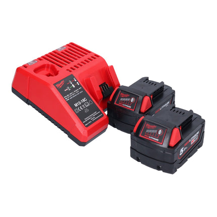 Pistola de aire caliente sin cable Milwaukee M18 BHG-502 18 V 470 °C + 2x batería recargable 5,0 Ah + cargador