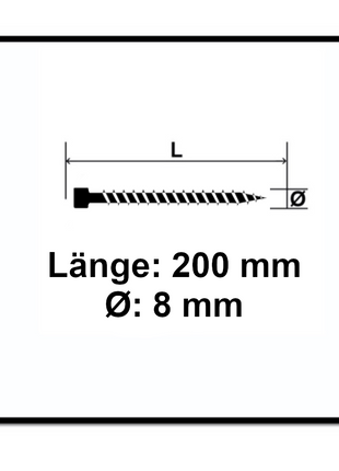 SPAX IN.FORCE Schraube 8,0 x 200 mm 50 Stk. Torx T-STAR Plus T40 ( 1221010802005 ) Vollgewinde Zylinderkopf WIROX CUT Bohrspitze