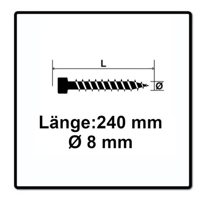 SPAX IN.FORCE Schraube 8,0 x 240 mm 50 Stk. Torx T-STAR Plus T40 ( 1221010802405 ) Vollgewinde Zylinderkopf WIROX CUT Bohrspitze
