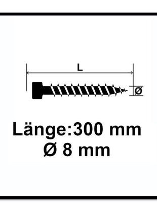 SPAX IN.FORCE Screw 8.0 x 300mm Torx T-STAR Plus T40 - Full thread - Cylindrical head - WIROX - CUT drill point 50 pcs.  (1221010803005)