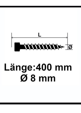 SPAX IN.FORCE Schraube 8,0 x 400 mm 50 Stk. Torx T-STAR Plus T40 ( 1221010804005 ) Vollgewinde Zylinderkopf WIROX CUT Bohrspitze