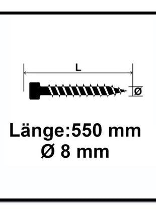 SPAX IN.FORCE Schraube 8,0 x 550 mm 25 Stk. Torx T-STAR Plus T40 ( 1221010805505 ) Vollgewinde Zylinderkopf WIROX CUT Bohrspitze