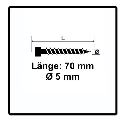 Tornillos para terraza SPAX 5,0 x 70 mm acero inoxidable A2 250 piezas (0537000500705) rosca de fijación culata Torx T-STAR Plus T25 Cut