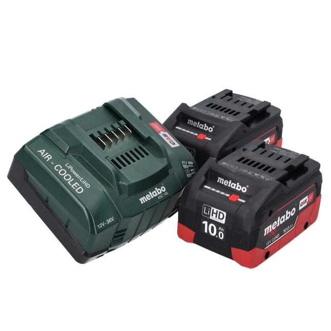 Set base Metabo 18 V 2x batteria ricaricabile 10,0 Ah LIHD + caricatore ASC 145 Sistema CAS