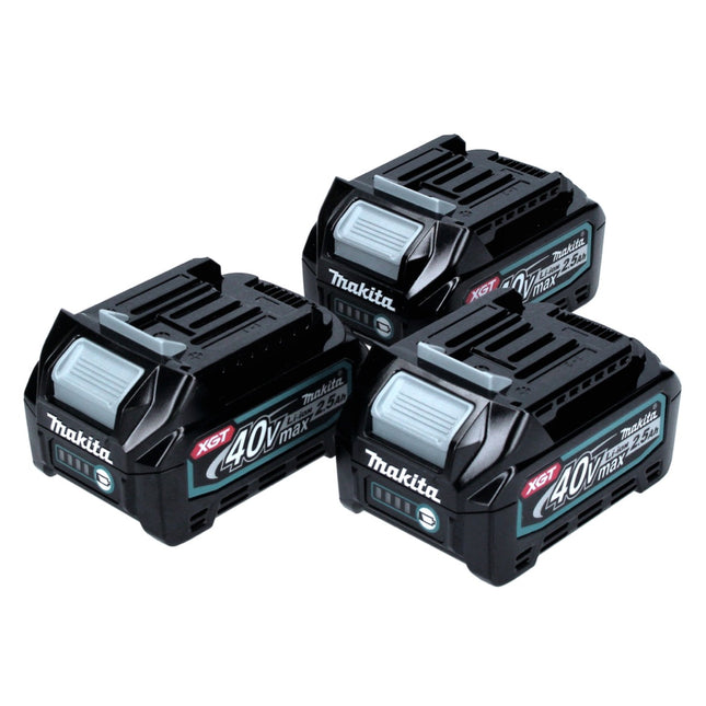 Set di batterie Makita 40 V con 3x BL 4025 2,5 Ah ( 3x 191B36-3 ) XGT Li-Ion classe di protezione IP64 con display a LED