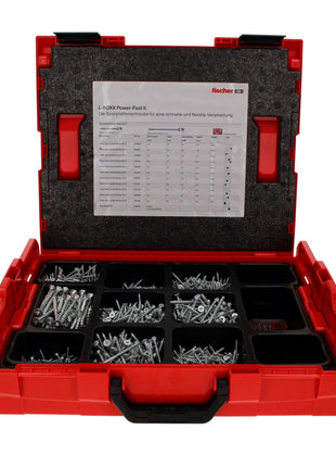 Fischer L-Boxx 102 Power Fast II Caisse à outils pour panneaux d'aggloméré, 1801 pcs. + L-Boxx tête fraisée avec filet complet Torx / filet partiel zingué, bleu passivé ( 558739 )