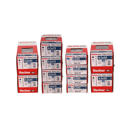 Fischer Case 238 Power Fast II Chipboard Screw Set + Case L countersunk head with Torx full thread / partial thread galvanised, blue passivated 3401 pcs (558740)