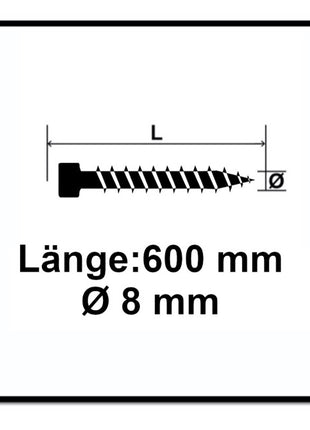 Tornillo SPAX IN.FORCE 8,0 x 600 mm 50 piezas (2x 1221010806005) Torx T-STAR Plus T40 culata totalmente roscada Broca WIROX CUT