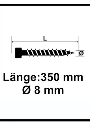 SPAX IN.FORCE Screw 8,0 x 350 mm Torx T-STAR Plus T40 - Full thread - Cylindrical head - WIROX - CUT drill point 100 pcs. (2x 1221010803505)