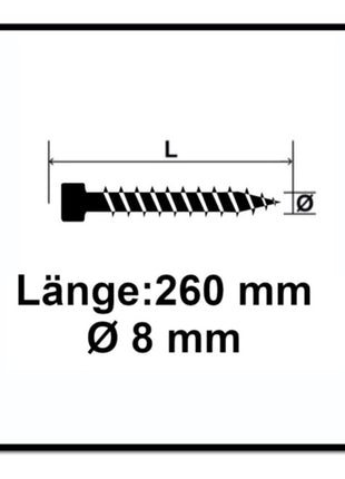 SPAX IN.FORCE Schraube 8,0 x 260 mm 100 Stk. ( 2x 1221010802605 ) Torx T-STAR Plus T40 Vollgewinde Zylinderkopf WIROX CUT Bohrspitze