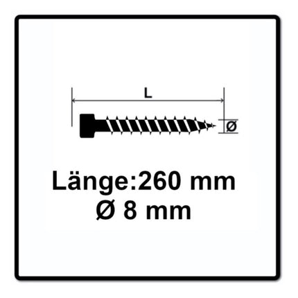 SPAX IN.FORCE Schraube 8,0 x 260 mm 250 Stk. ( 5x 1221010802605 ) Torx T-STAR Plus T40 Vollgewinde Zylinderkopf WIROX CUT Bohrspitze