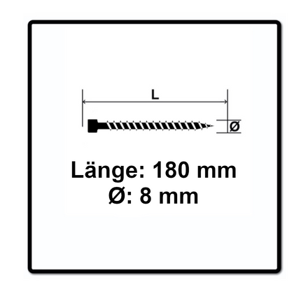 Tornillo SPAX IN.FORCE 8,0 x 180 mm 100 piezas (2x 1221010801805) Torx T-STAR Plus T40 culata totalmente roscada Broca WIROX CUT