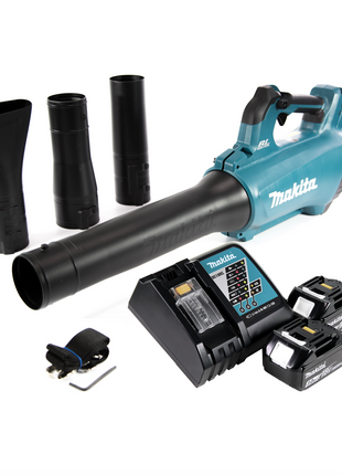 Soplador a batería Makita DUB 184 RF 18 V sin escobillas + 2x baterías 3,0 Ah + cargador