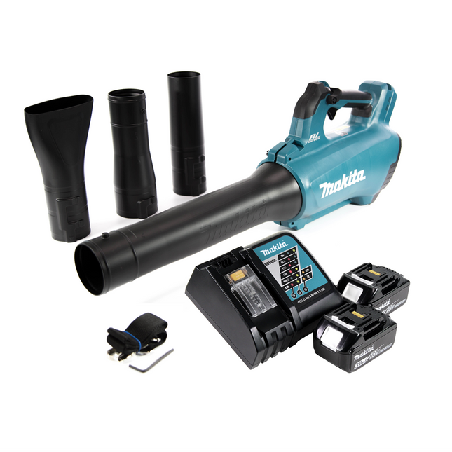 Soplador sin cable Makita DUB 184 RF 18 V sin escobillas + 2x batería recargable 3,0 Ah + cargador