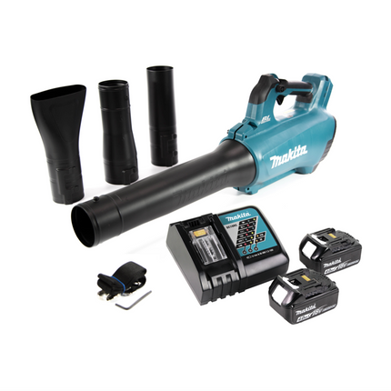 Soplador sin cable Makita DUB 184 RM 18 V sin escobillas + 2x batería 4.0 Ah + cargador
