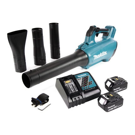 Soplador sin cable Makita DUB 184 RG 18 V sin escobillas + 2x batería recargable 6,0 Ah + cargador