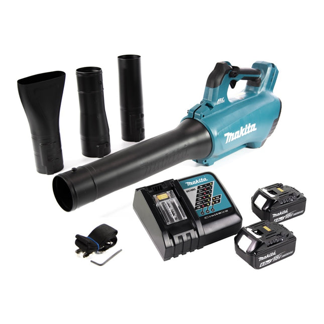 Soplador sin cable Makita DUB 184 RG 18 V sin escobillas + 2x batería recargable 6,0 Ah + cargador