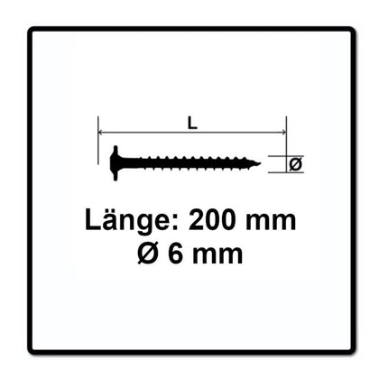 Tornillo cabeza placa SPAX HI.FORCE 6,0 x 200 mm 250 piezas (5x 0251010602005) Torx T-Star Plus T30 rosca parcial Wirox 4Cut
