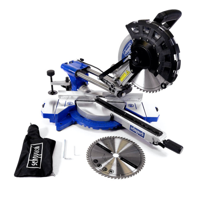 Scheppach HM254 Troncatrice radiale 2000 W 255 mm ( 5901216901 ) + 1x Lama da sega 60Z HW + 1x Lama da sega 48Z HW