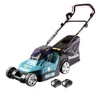Cortacésped sin cable Makita DLM 432 F2 36 V ( 2x 18 V ) 43 cm sin cepillos + 2x batería 3.0 Ah - sin cargador