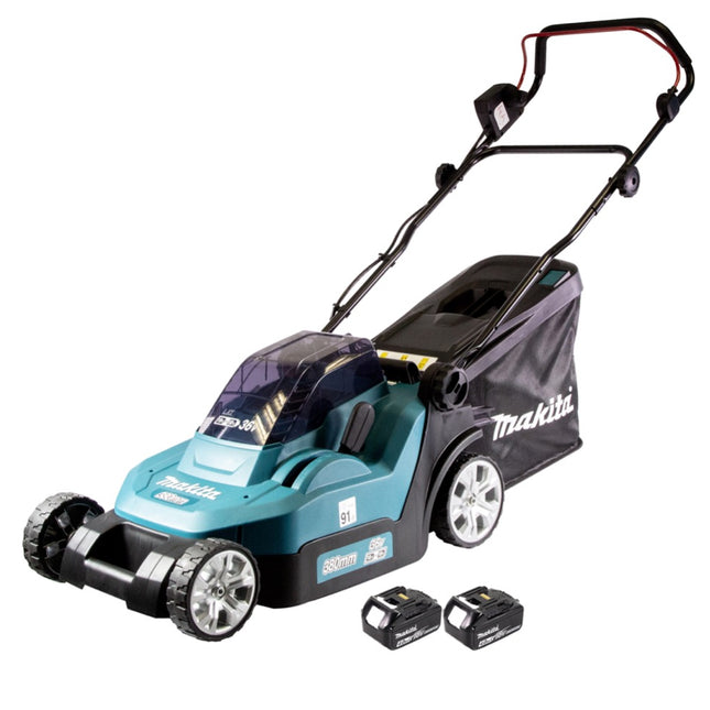 Makita DLM 432 M2 cordless lawn mower 36 V ( 2x 18 V ) 43 cm brushless + 2x battery 4.0 Ah - without charger