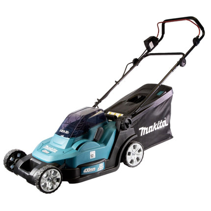 Cortacésped sin cable Makita DLM 432 G2 36 V (2x 18 V) 43 cm sin escobillas + 2x Baterías 6.0 Ah - sin cargador