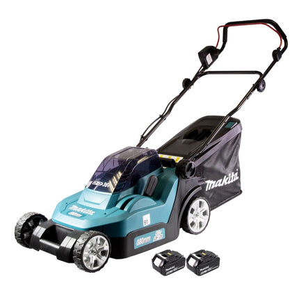 Cortacésped sin cable Makita DLM 432 G2 36 V (2x 18 V) 43 cm sin escobillas + 2x Baterías 6.0 Ah - sin cargador