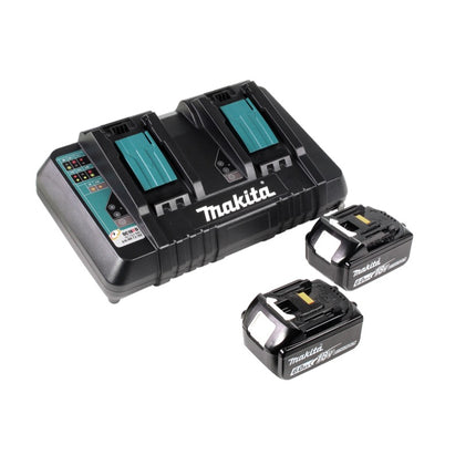 Makita DLM 432 PG2 Akku Rasenmäher 36 V ( 2x 18 V ) 43 cm Brushless + 2x Akku 6,0 Ah + Doppel Ladegerät