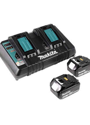 Makita DLM 382 PM2 Tondeuse à gazon sans fil 36 V ( 2x 18 V ) 38 cm 40 l + 2x Batteries 4,0 Ah + Chargeur double