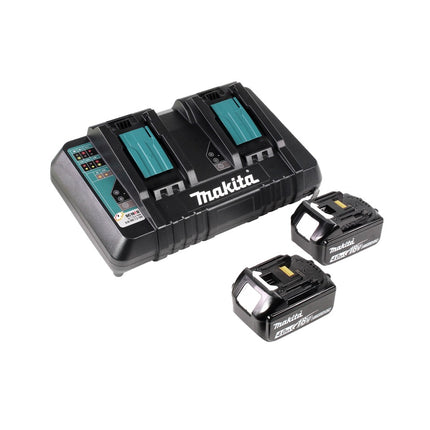 Makita DLM 382 PM2 Tondeuse à gazon sans fil 36 V ( 2x 18 V ) 38 cm 40 l + 2x Batteries 4,0 Ah + Chargeur double