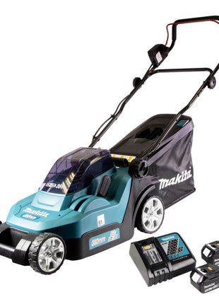 Makita DLM 382 RT2 cordless lawn mower 36 V ( 2x 18 V ) 38 cm 40 l + 2x battery 5.0 Ah + charger