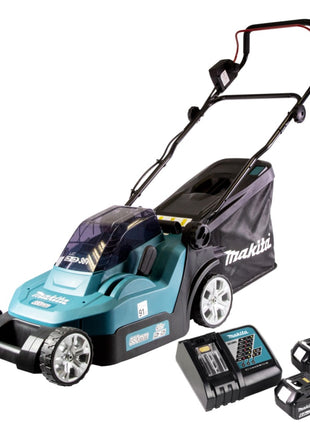 Makita DLM 382 RG2 Cordless lawn mower 36 V ( 2x 18 V ) 38 cm 40 l + 2x battery 6.0 Ah + charger