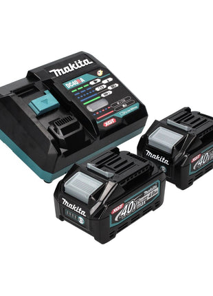 Kit di alimentazione Makita 40 V max. con 2x batteria BL 4040 4,0 Ah XGT ( 2x 191B26-6 ) + caricatore rapido DC 40 RA XGT LXT ( 191E07-8 )