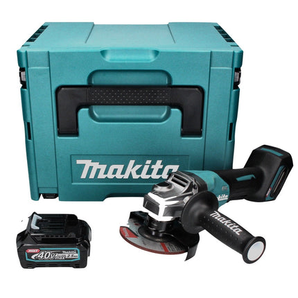Amoladora angular a batería Makita GA 016 GD101 40 V máx. 125 mm sin escobillas XGT + 1x batería 2,5 Ah + Makpac - sin cargador