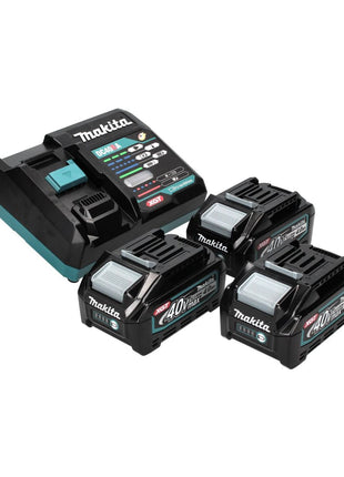 Kit di alimentazione Makita 40 V max. con 3 batterie BL 4040 da 4,0 Ah XGT ( 3x 191B26-6 ) + caricabatterie rapido DC 40 RA XGT LXT ( 191E07-8 )