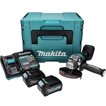 Amoladora angular a batería Makita GA 016 GD201 40 V máx. 125 mm sin escobillas XGT + 2x batería 2,5 Ah + cargador + Makpac