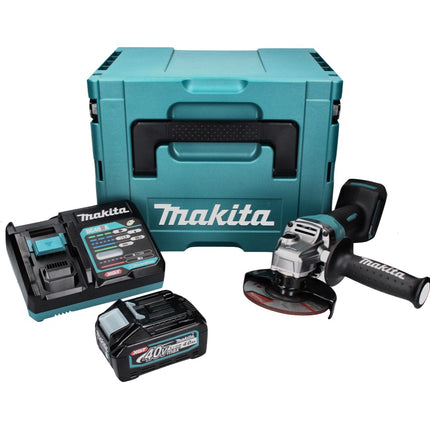 Amoladora angular a batería Makita GA 016 GM101 40 V máx. 125 mm sin escobillas XGT + 1x batería 4,0 Ah + cargador + Makpac