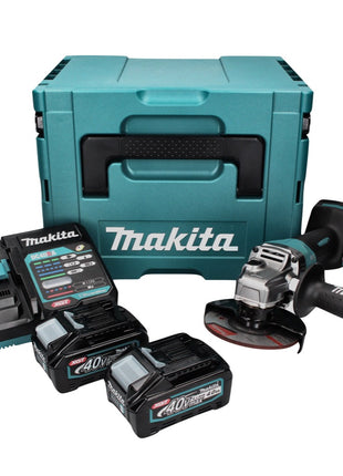 Amoladora angular a batería Makita GA 016 GM201 40 V máx. 125 mm sin escobillas XGT + 2x batería 4,0 Ah + cargador + Makpac