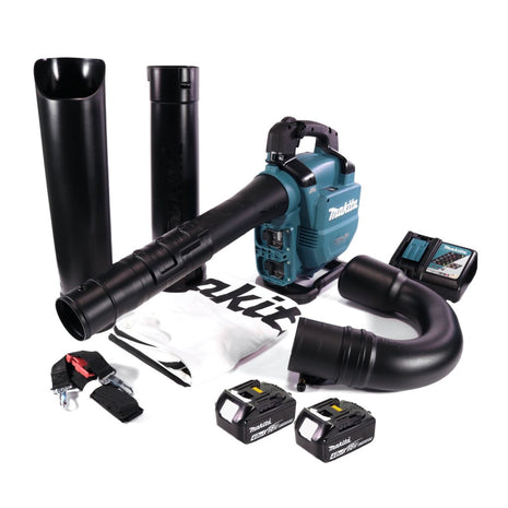 Makita DUB 363 RM2V Akku Gebläse / Laubsauger 36 V ( 2x 18 V ) Brushless + Absaug Set + 2x Akku 4,0 Ah + Ladegerät