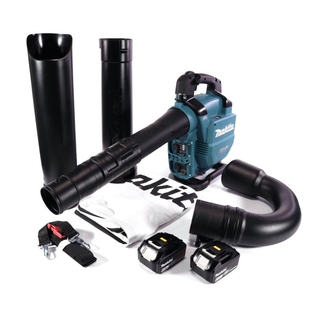 Makita DUB 363 G2V Souffleur / aspirateur de feuilles à batterie 36 V ( 2x 18 V ) Brushless + kit d'aspiration + 2x batterie 6,0 Ah - sans chargeur