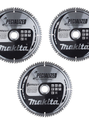 Makita CMSXF26080G SPECIALIZED EFFICUT Lame de scie 260 x 30 x 1,65 mm - 80 dents, pour bois - 3 pcs. (3x B-67290)